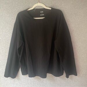 Mens COS 100% Turkish Cotton Black Long Sleeve Tshirt sz. Large #AB